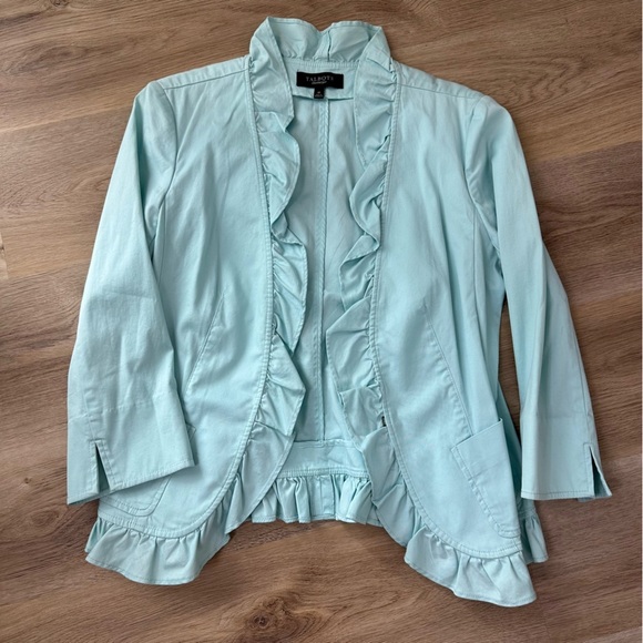 Talbots Baby Blue Ruffle Lightweight Jacket size 10 - Picture 4 of 7